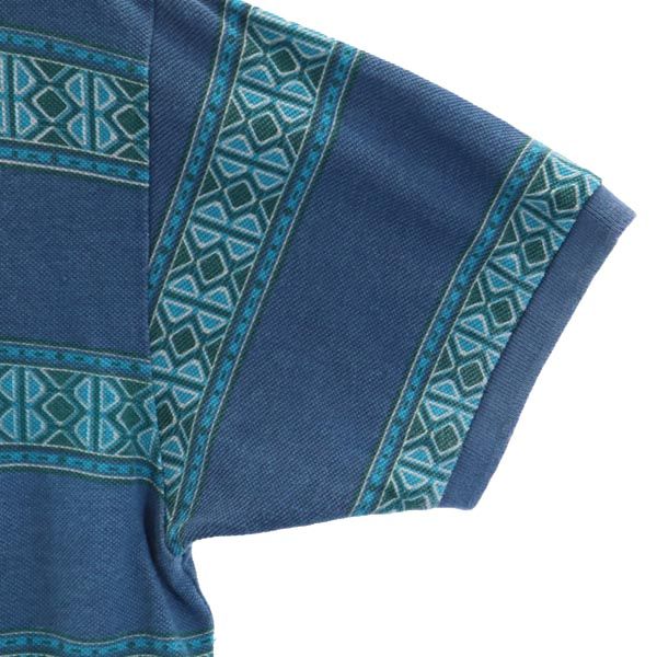 L.L.Bean エルエルビーン 総柄 半袖 ポロシャツ XL 青系 鹿の子 アウトドア キッズ