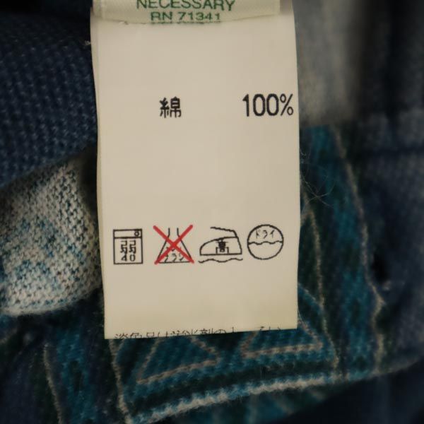 L.L.Bean エルエルビーン 総柄 半袖 ポロシャツ XL 青系 鹿の子 アウトドア キッズ