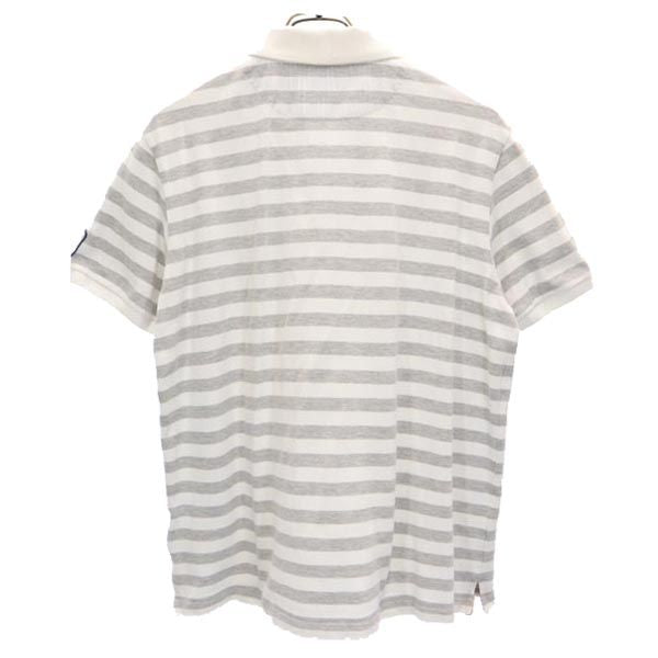 mikihouse ミキハウス 日本製 ボーダー柄 半袖 ポロシャツ L ホワイト×グレー メンズ