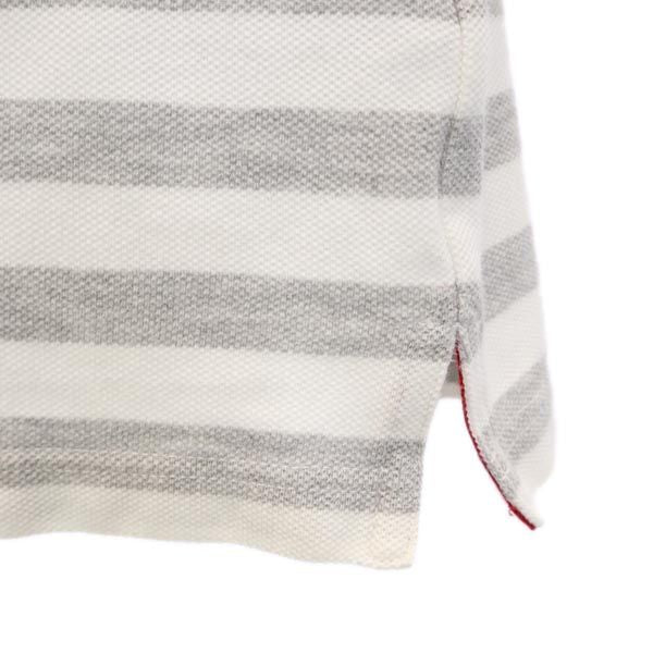 mikihouse ミキハウス 日本製 ボーダー柄 半袖 ポロシャツ L ホワイト×グレー メンズ