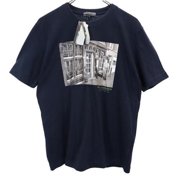 未使用 Mr.JUNK ミスタージュンコ プリント 半袖 Tシャツ M ネイビー クルーネック メンズ