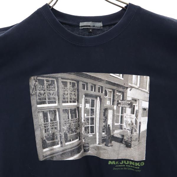 未使用 Mr.JUNK ミスタージュンコ プリント 半袖 Tシャツ M ネイビー クルーネック メンズ