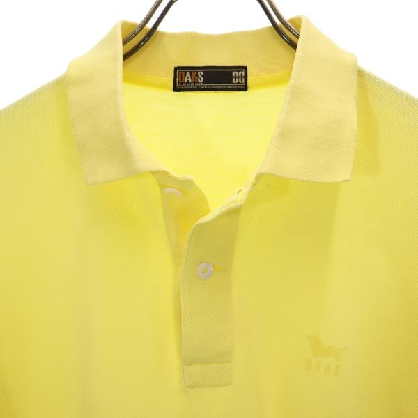 ダックス 日本製 ロゴ刺繍 ゴルフ 半袖 ポロシャツ 4 イエロー DAKS 鹿の子 メンズ