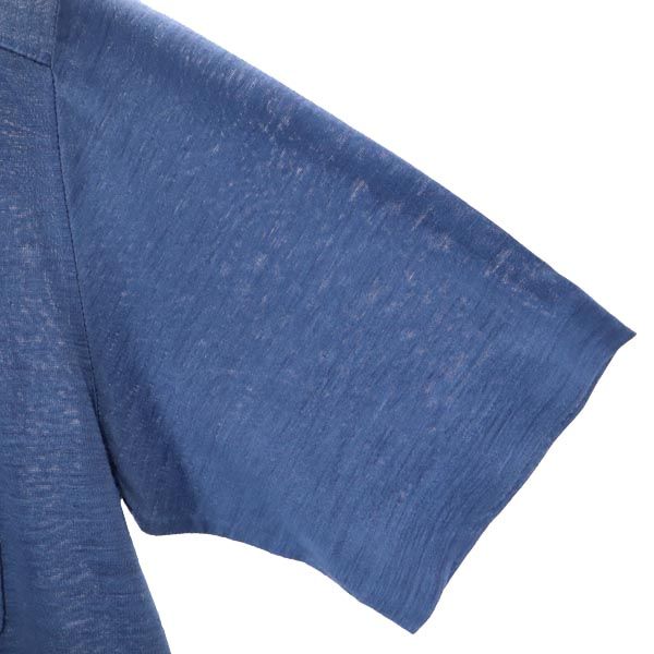 Pierre Cardin ピエールカルダン リネンブレンド ロゴ刺繍 半袖 ポロシャツ M ネイビー メンズ