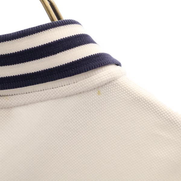 DAKS ダックス 日本製 ロゴ刺繍 ゴルフ 半袖 ポロシャツ L 白系 鹿の子 メンズ