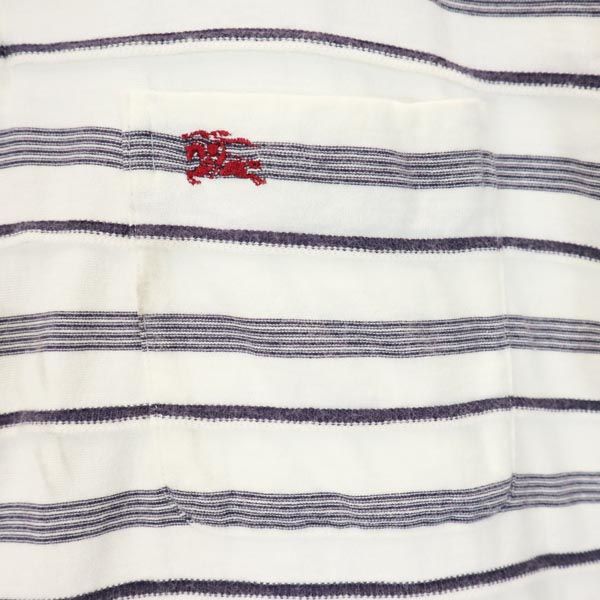 バーバリーズ 90s 日本製 三陽商会 ボーダー系 半袖 ポロシャツ MA 白×グレー Burberrys メンズ