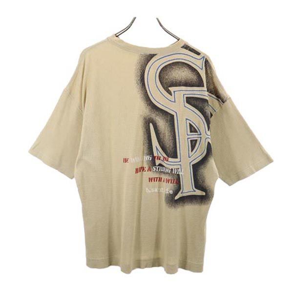 santa fe サンタフェ 日本製 バックプリント 半袖 Tシャツ 48 ベージュ系 メンズ