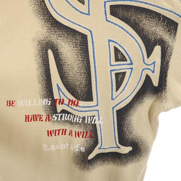 santa fe サンタフェ 日本製 バックプリント 半袖 Tシャツ 48 ベージュ系 メンズ