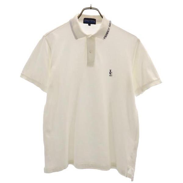 PEARLY GATES パーリーゲイツ 日本製 ゴルフ 半袖 ポロシャツ 2 ホワイト 鹿の子 レディース