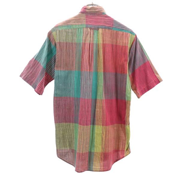 Flying Scotsman フライングスコッツマン 90s USA製 オールド チェック柄 半袖 ボタンダウンシャツ S 赤×黄×緑 メンズ