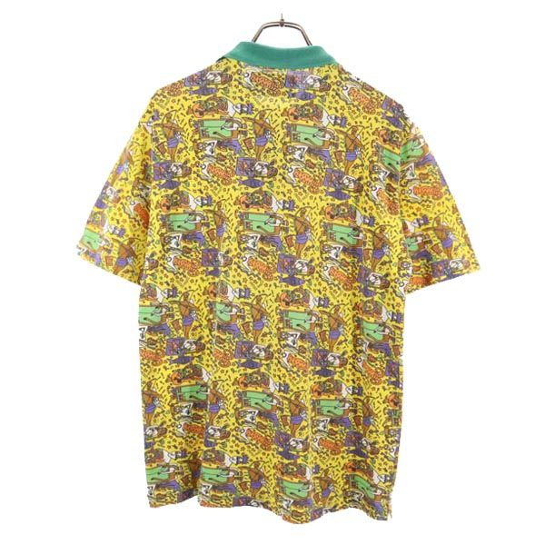 JC de CASTELBAJAC カステルバジャック 総柄 半袖 ポロシャツ イエロー系 鹿の子 メンズ