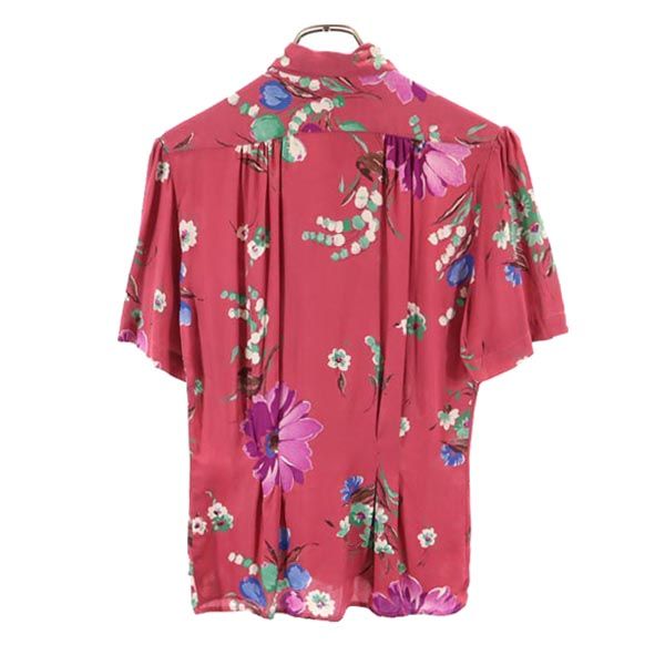 RALPH LAUREN ラルフローレン 花柄 半袖 オープンカラーシャツ 4 ピンク系 開襟 レディース