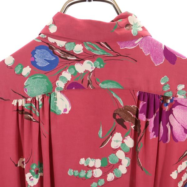 RALPH LAUREN ラルフローレン 花柄 半袖 オープンカラーシャツ 4 ピンク系 開襟 レディース