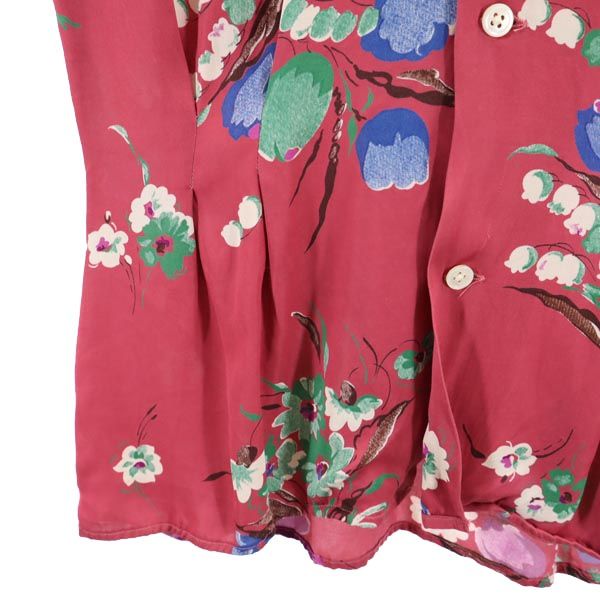 RALPH LAUREN ラルフローレン 花柄 半袖 オープンカラーシャツ 4 ピンク系 開襟 レディース