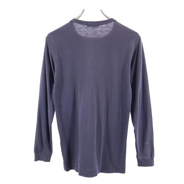 adidas アディダス 80s ヴィンテージ デサント製 ADS-22 トレフォイルロゴ 刺繍 長袖 Tシャツ M 紺 メンズ