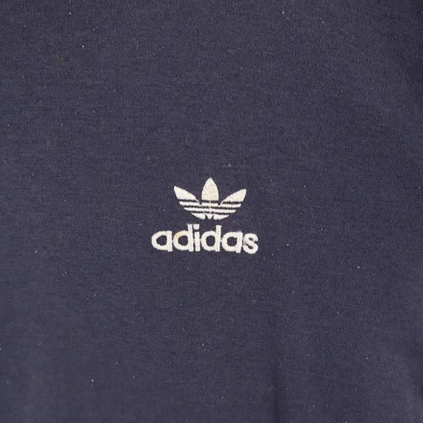 adidas アディダス 80s ヴィンテージ デサント製 ADS-22 トレフォイルロゴ 刺繍 長袖 Tシャツ M 紺 メンズ