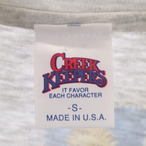 CREEK KEEPERS USA製 プリント 半袖 Tシャツ S オフホワイト メンズ