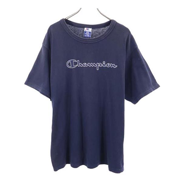 Champion チャンピオン 90s オールド 青タグ ロゴプリント 半袖 Tシャツ L ネイビー メンズ