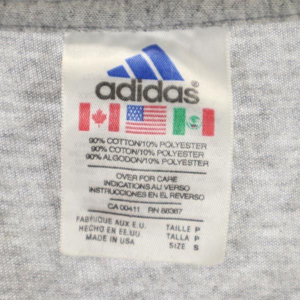 adidas アディダス 90s オールド USA製 ロゴプリント 半袖 Tシャツ S グレー メンズ