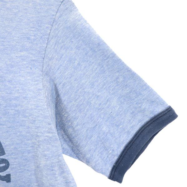 ヘインズ 70s USA製 ヴィンテージ リンガー プリント 半袖 Tシャツ S 青系 Hanes トリム メンズ