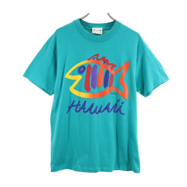 SGT LEISURE 90s オールド USA製 プリント 半袖 Tシャツ M グリーン系 メンズ