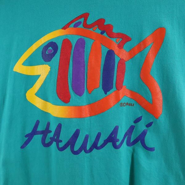 SGT LEISURE 90s オールド USA製 プリント 半袖 Tシャツ M グリーン系 メンズ