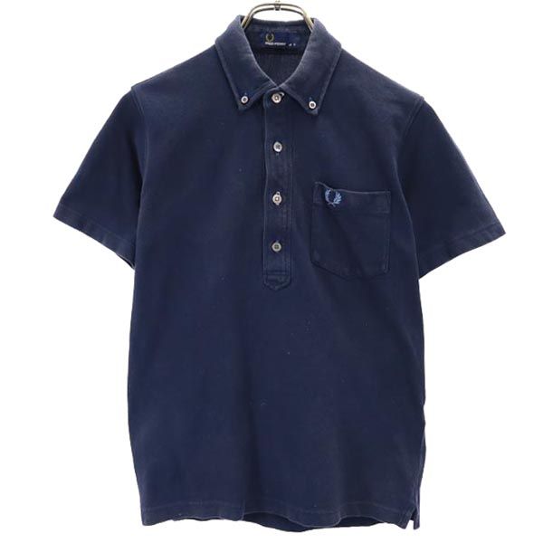 FRED PERRY フレッドペリー 日本製 半袖 ポロシャツ S ネイビー系 鹿の子 レディース