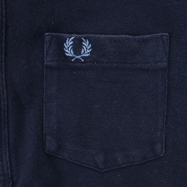 FRED PERRY フレッドペリー 日本製 半袖 ポロシャツ S ネイビー系 鹿の子 レディース