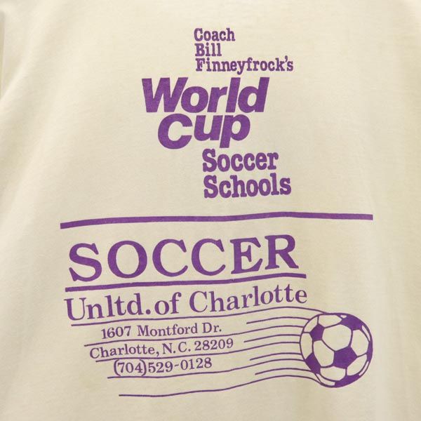 SCREEN STARS スクリーンスターズ 90s オールド USA製 両面プリント サッカー 半袖 Tシャツ XL アイボリー系 ワールドカップ メンズ