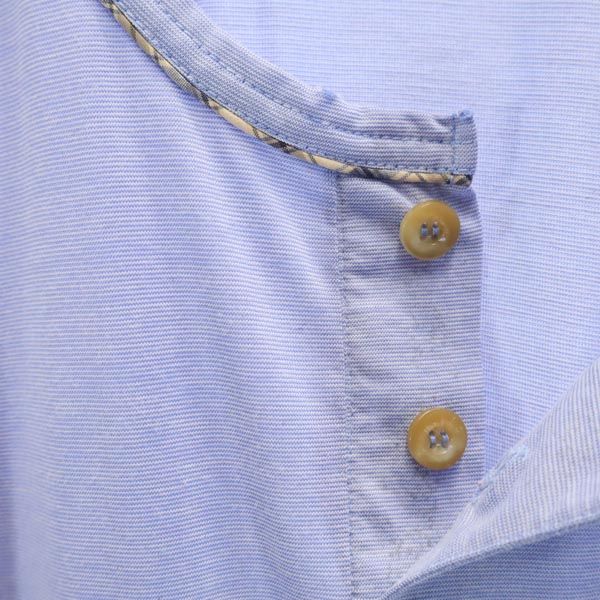 ダックス 日本製 半袖 ヘンリーネック Tシャツ M ブルー系 DAKS ロゴ メンズ