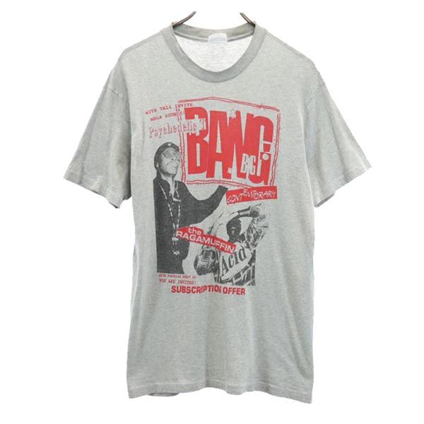Hanes ヘインズ 90s オールド USA製 プリント 半袖 Tシャツ 42-44 グレー系 メンズ