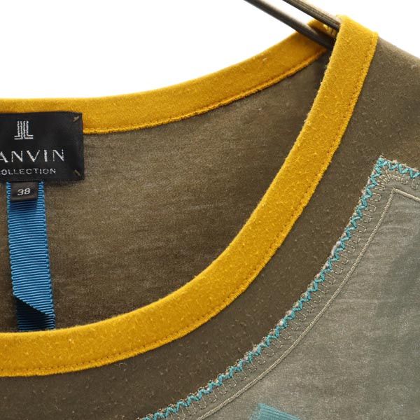 LANVIN ランバン 日本製 半袖 デザイン Tシャツ 38 ブラウン系 レディース
