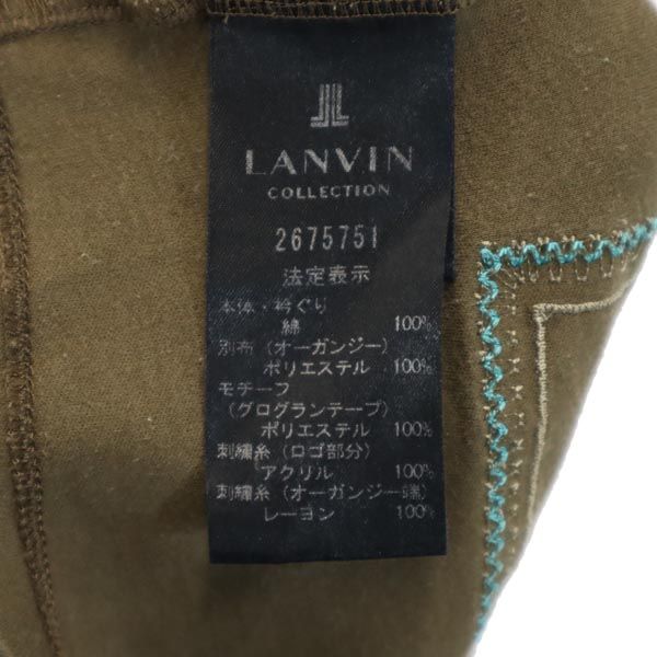 LANVIN ランバン 日本製 半袖 デザイン Tシャツ 38 ブラウン系 レディース