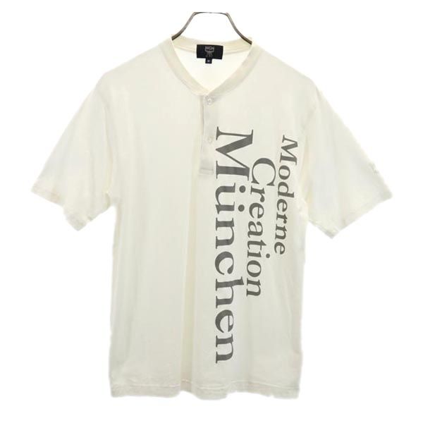 エムシーエム 半袖 ヘンリーネック Tシャツ M ホワイト系 MCM メンズ