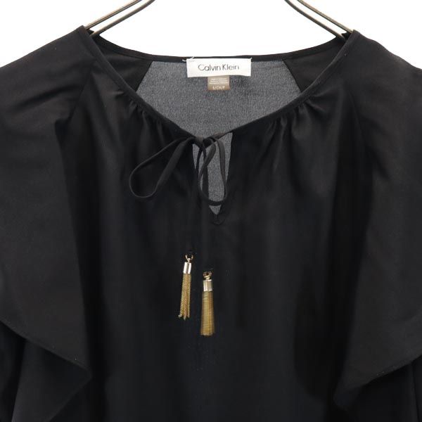 Calvin klein カルバンクライン 半袖 カットソー S 黒 フリル袖 レディース