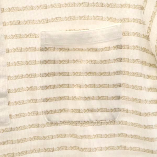 YVES SAINT LAURENT イヴサンローラン 総柄ロゴ 半袖 ポロシャツ L ホワイト系 メンズ