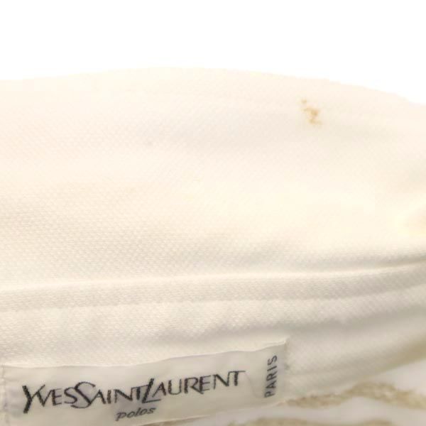 YVES SAINT LAURENT イヴサンローラン 総柄ロゴ 半袖 ポロシャツ L ホワイト系 メンズ
