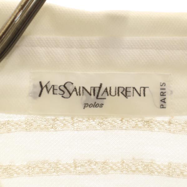 YVES SAINT LAURENT イヴサンローラン 総柄ロゴ 半袖 ポロシャツ L ホワイト系 メンズ
