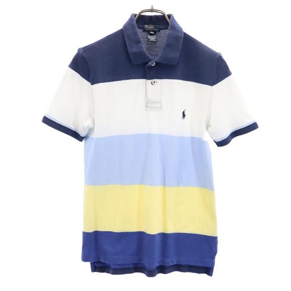 Polo by Ralph Lauren ポロバイラルフローレン ボーダー 半袖 ポロシャツ 150 ブルー系 鹿の子 キッズ