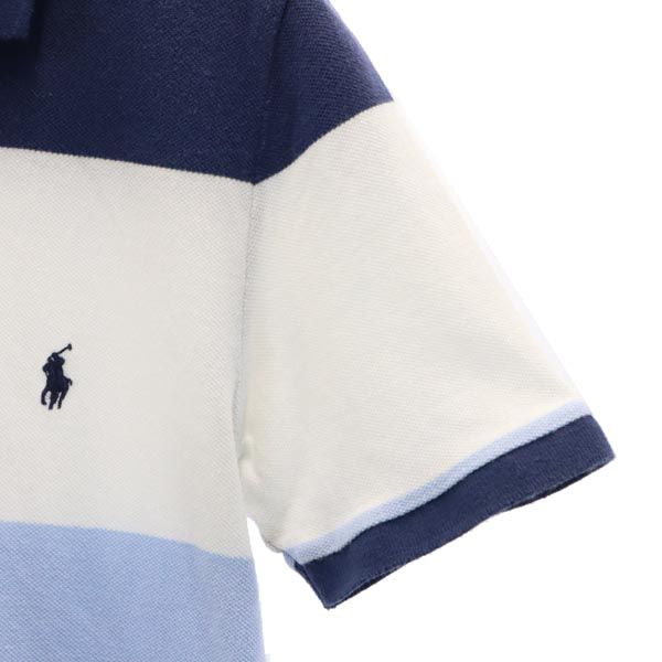 Polo by Ralph Lauren ポロバイラルフローレン ボーダー 半袖 ポロシャツ 150 ブルー系 鹿の子 キッズ