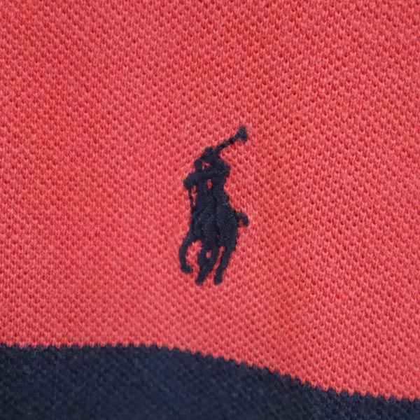 ポロバイラルフローレン ボーダー 半袖 ポロシャツ L レッド系 Polo by Ralph Lauren 鹿の子 メンズ