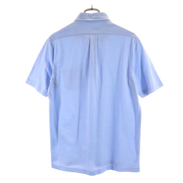 LANVIN ランバン 日本製 半袖 ボタンダウン ポロシャツ L 水色系 メンズ