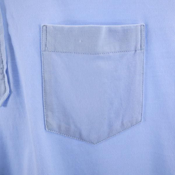 LANVIN ランバン 日本製 半袖 ボタンダウン ポロシャツ L 水色系 メンズ