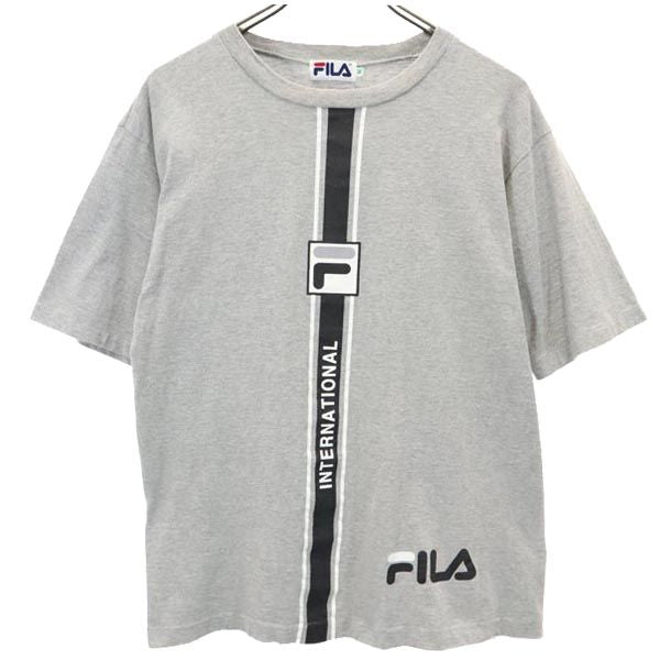 FILA フィラ プリント 半袖 Tシャツ M グレー メンズ