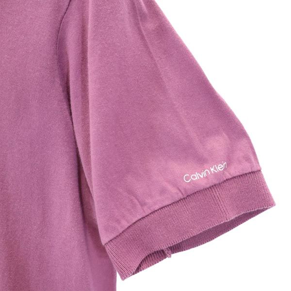 Calvin klein カルバンクライン 半袖 ポロシャツ M 紫 袖ロゴ プリント レディース