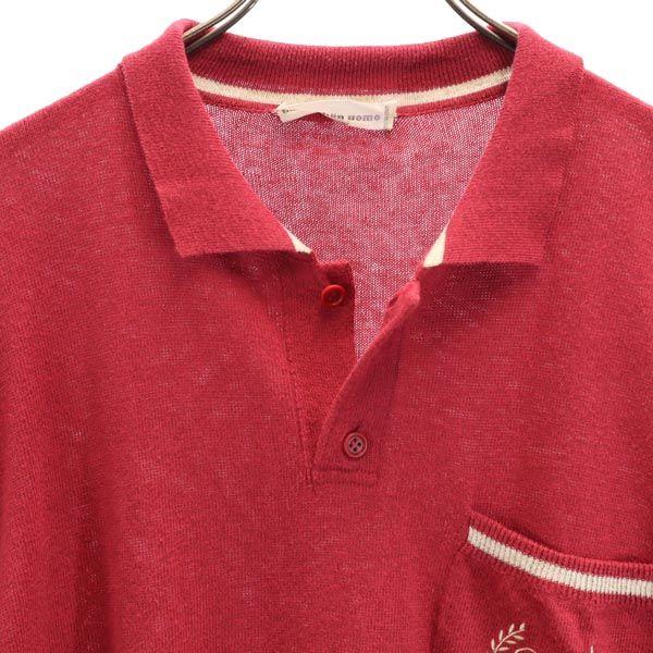 mila schon ミラショーン イタリア製 半袖 ポロシャツ レッド系 ニット 胸ポケット メンズ
