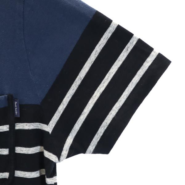 ポールスミス ボーダー 半袖 ポロシャツ L ネイビー系 Paul Smith 胸ポケット メンズ