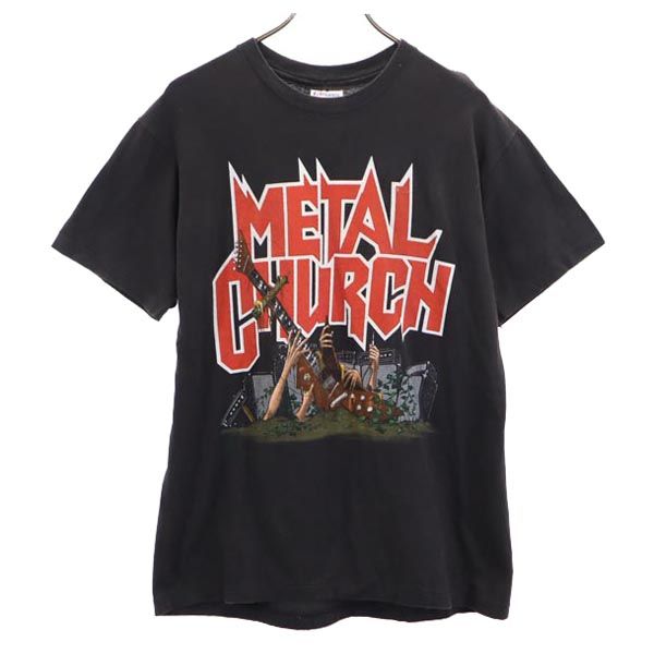 Hanes ヘインズ 90s オールド USA製 METAL CHURCH WORLD TOUR 1991-1992 半袖 Tシャツ L ブラック系 メタルチャーチ バンT メンズ