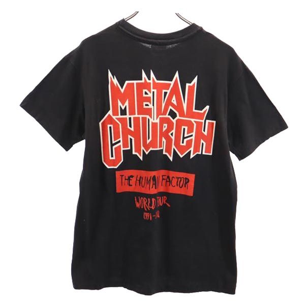 Hanes ヘインズ 90s オールド USA製 METAL CHURCH WORLD TOUR 1991-1992 半袖 Tシャツ L ブラック系 メタルチャーチ バンT メンズ