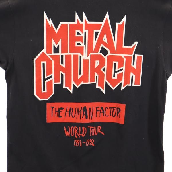 Hanes ヘインズ 90s オールド USA製 METAL CHURCH WORLD TOUR 1991-1992 半袖 Tシャツ L ブラック系 メタルチャーチ バンT メンズ